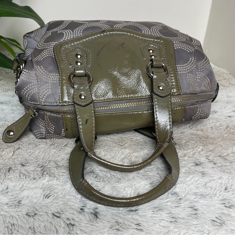 Coach Ashley Dotted OP Signature Satchel Purse Gray - Picture 8 of 13